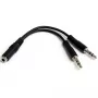 StarTech.com 3,5 mm 4 pozīciju uz 2x 3 pozīciju 3,5 mm austiņu dalītāja adapteris - F/M