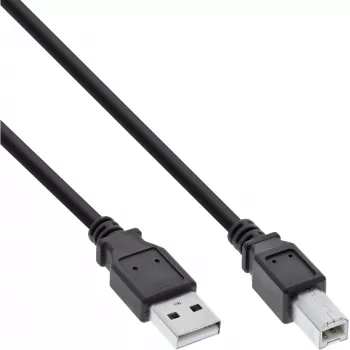 USB 2.0 kabelis, Type A spraudnis / B spraudnis, melns, 0,3 m, InLine 34503X