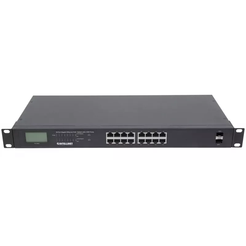 Nepārvaldāms slēdzis Intellinet 16 portu Gigabit Ethernet PoE+ 370W