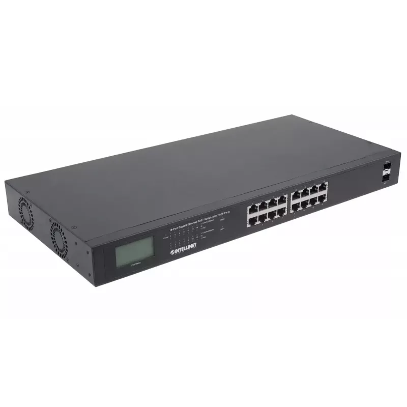 Nepārvaldāms slēdzis Intellinet 16 portu Gigabit Ethernet PoE+ 370W