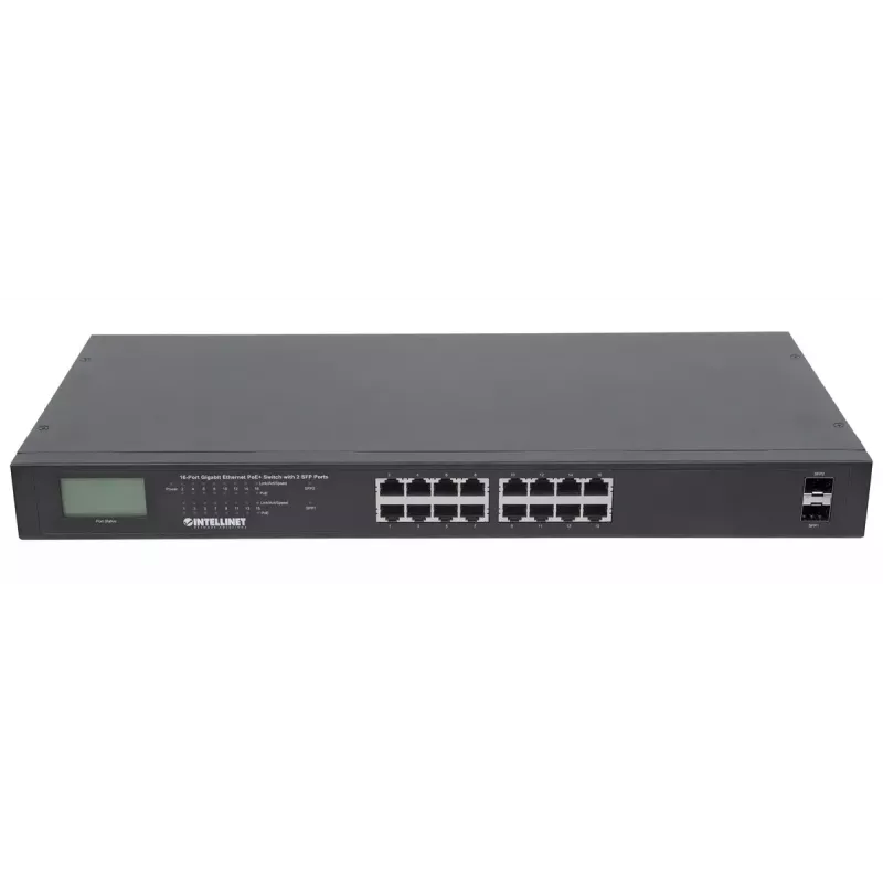 Nepārvaldāms slēdzis Intellinet 16 portu Gigabit Ethernet PoE+ 370W