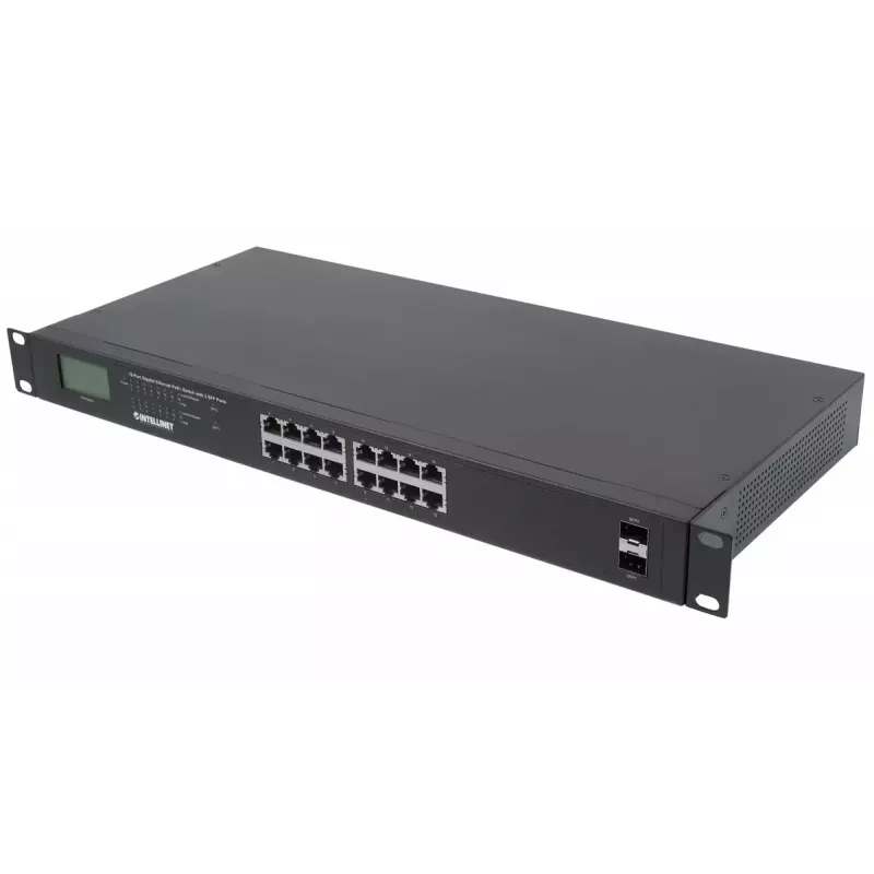 Nepārvaldāms slēdzis Intellinet 16 portu Gigabit Ethernet PoE+ 370W