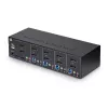 StarTech.com 4 portu divu monitoru DisplayPort KVM slēdzis, 4K 60Hz, 2x USB 5Gbps centrmezgla porti, 2x USB 2.0 HID porti, pārslēgšana ar karstajiem taustiņiem un pogām, TAA atbilstīgs - 3,5 mm audio, HDCP