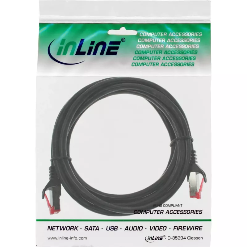InLine ielāpu vads S/FTP PiMF Cat.6 250MHz PVC vara melns 0.25m