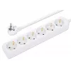 Manhattan Power Distribution Unit EU (2-pin), x6 gang/output, 2m kabelis, 16A, Balts, Pagarinātājs, PDU, Strāvas sadalītājs, Trīs gadu garantija