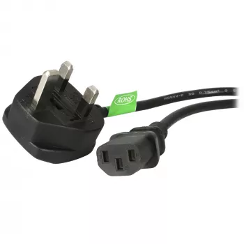 StarTech.com 1,8 m (6 pēdas) Lielbritānijas datora strāvas kabelis, 18AWG, BS 1363 uz C13, 10 A 250 V, melns maiņstrāvas strāvas vada nomaiņa, tējkannas vads / Lielbritānijas strāvas kabelis, datora barošanas bloka kabelis, televizora/monitora strāvas kabelis