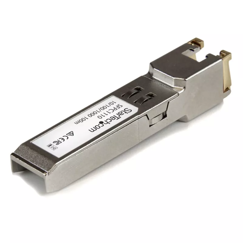 StarTech.com Cisco SFP-GE-T saderīgs SFP raiduztvērēja modulis - 10/100/1000BASE-TX~Cisco SFP-GE-T saderīgs SFP modulis - 1000BASE-T - SFP uz RJ45 Cat6/Cat5e - 10/100/1000 Mbps - RJ-45 100m - Cisco IE3400, IE3300, IE3200