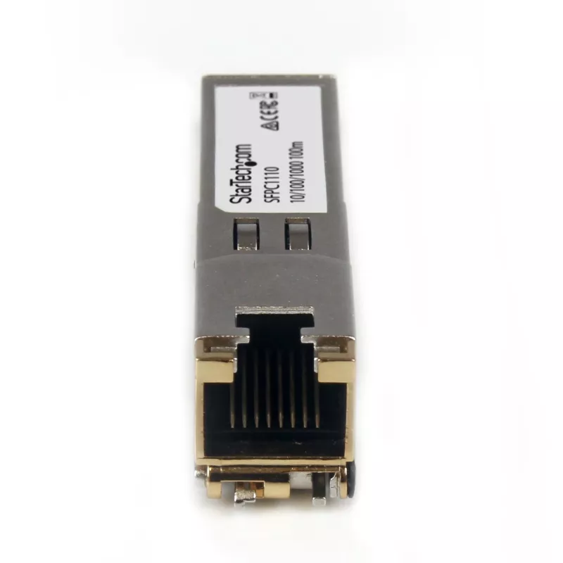 StarTech.com Cisco SFP-GE-T saderīgs SFP raiduztvērēja modulis - 10/100/1000BASE-TX~Cisco SFP-GE-T saderīgs SFP modulis - 1000BASE-T - SFP uz RJ45 Cat6/Cat5e - 10/100/1000 Mbps - RJ-45 100m - Cisco IE3400, IE3300, IE3200