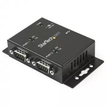 StarTech.com 2 portu industriāls uz sienas stiprināms USB–Seriālais adaptera centrmezgls ar DIN sliedes skavām