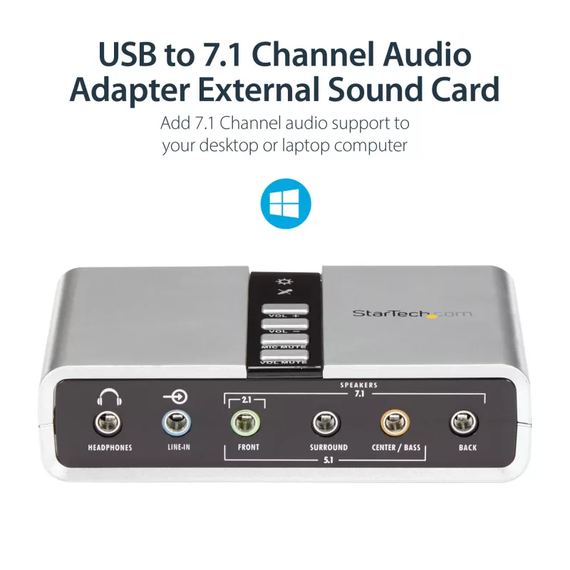 StarTech.com 7.1 USB Audio Adapter External Sound Card with SPDIF Digital Audio