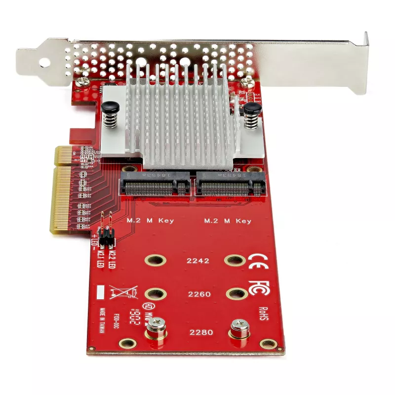 StarTech.com Divu M.2 PCIe SSD adaptera karte - x8 / x16 Divu NVMe vai AHCI M.2 SSD uz PCI Express 3.0 - M.2 NGFF PCIe (M-Key) saderīga - Atbalsta 2242, 2260, 2280 - JBOD - Mac un personālajam datoram