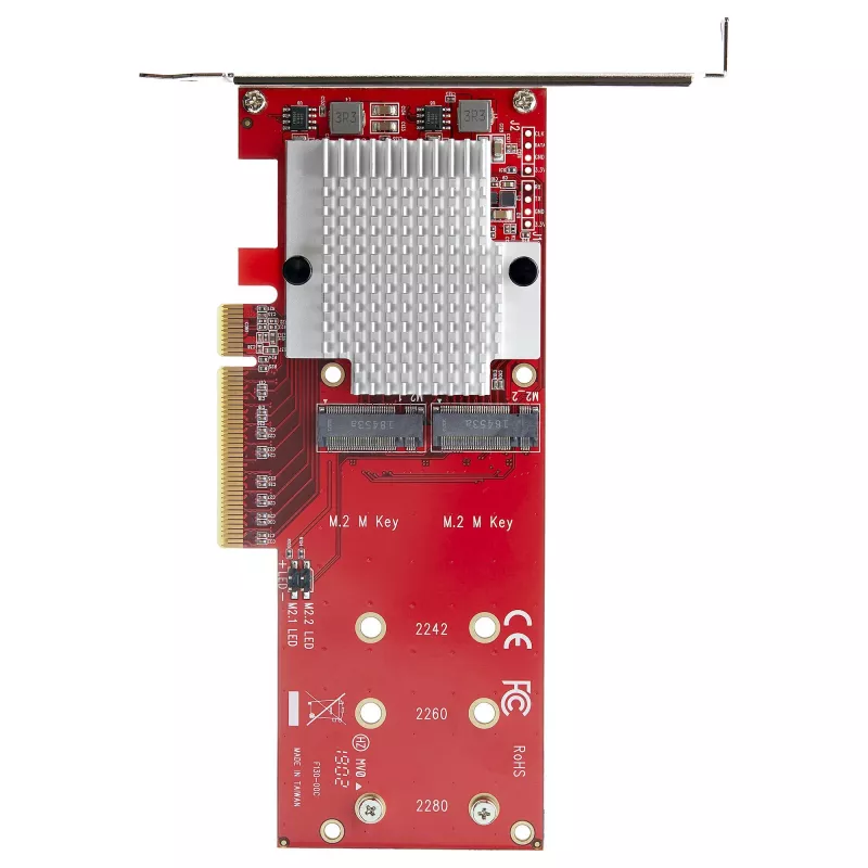StarTech.com Divu M.2 PCIe SSD adaptera karte - x8 / x16 Divu NVMe vai AHCI M.2 SSD uz PCI Express 3.0 - M.2 NGFF PCIe (M-Key) saderīga - Atbalsta 2242, 2260, 2280 - JBOD - Mac un personālajam datoram