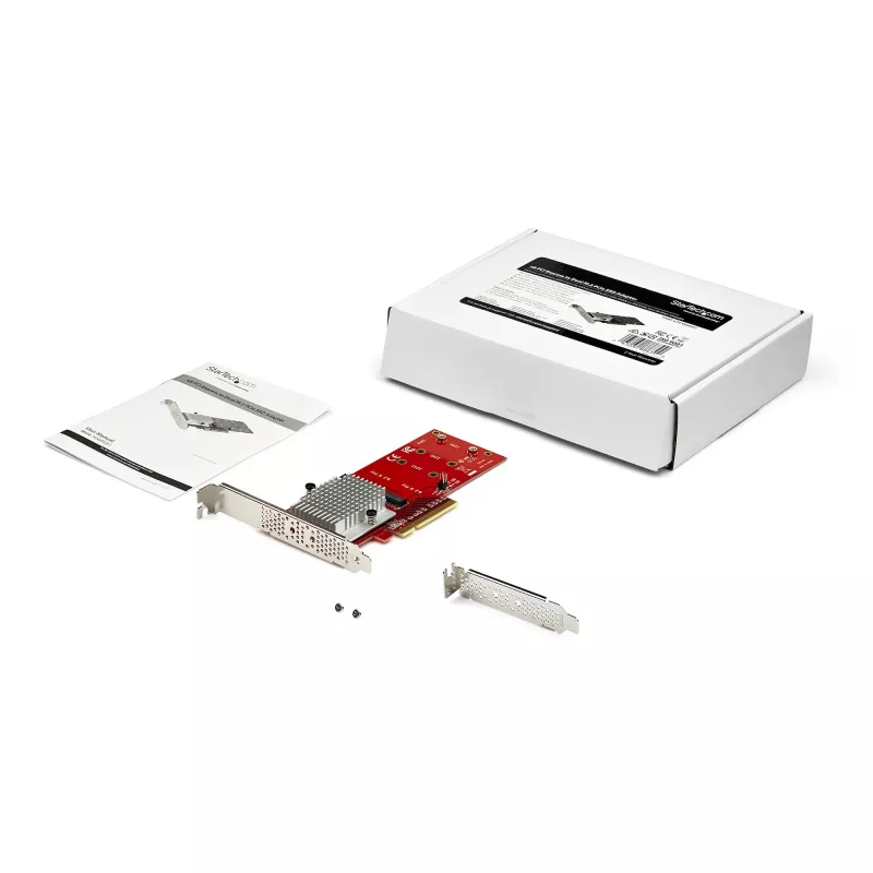 StarTech.com Divu M.2 PCIe SSD adaptera karte - x8 / x16 Divu NVMe vai AHCI M.2 SSD uz PCI Express 3.0 - M.2 NGFF PCIe (M-Key) saderīga - Atbalsta 2242, 2260, 2280 - JBOD - Mac un personālajam datoram