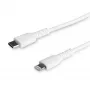 StarTech.com 6 pēdu (2 m) izturīgs balts USB-C uz Lightning kabelis – lielas slodzes izturīgs, pastiprināts ar aramīda šķiedru USB Type C uz Lightning lādēšanas/sinhronizācijas strāvas vads – Apple MFi sertificēts iPad/iPhone 12