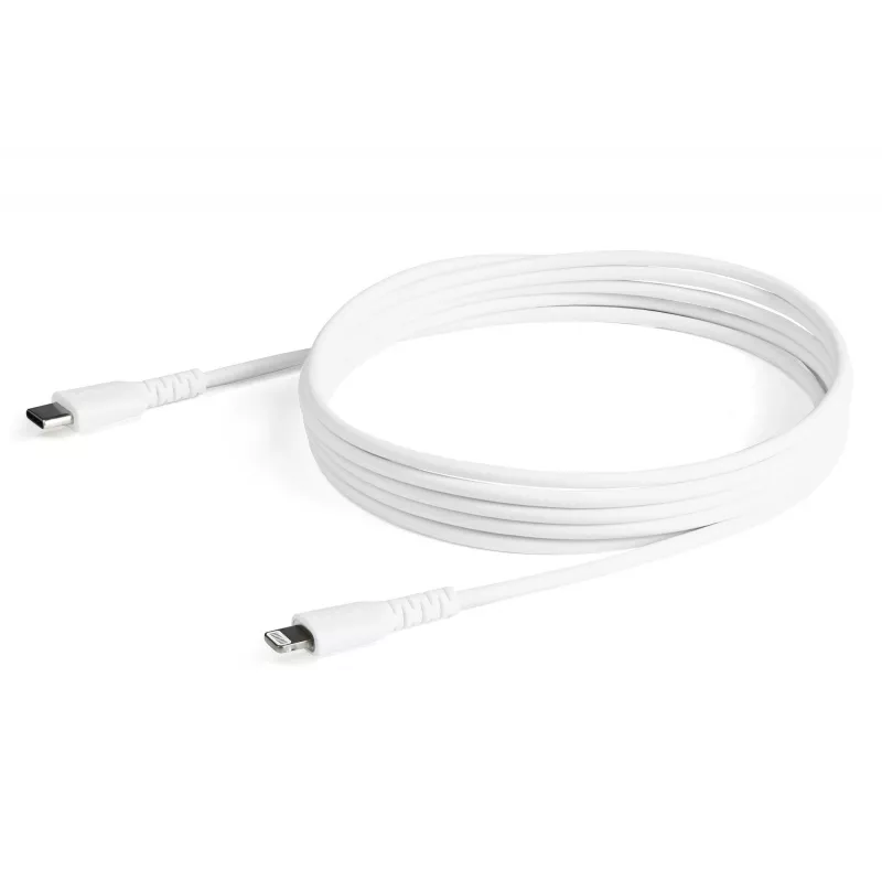 StarTech.com 6 pēdu (2 m) izturīgs balts USB-C uz Lightning kabelis – lielas slodzes izturīgs, pastiprināts ar aramīda šķiedru USB Type C uz Lightning lādēšanas/sinhronizācijas strāvas vads – Apple MFi sertificēts iPad/iPhone 12