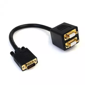 StarTech.com 0,3 m VGA uz 2x VGA video sadalītāja kabelis – vīr./siev., 0,3 m, VGA (D-Sub), 2 x VGA (D-Sub), vīrišķais, sievišķais, melns