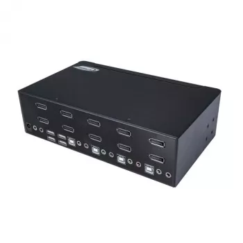 StarTech.com 4-Port Dual DisplayPort KVM Switch - 4K 60Hz, 3840 x 2160 pikseļi, 4K Ultra HD, Rack mounting, 18 W, 2U, Melns