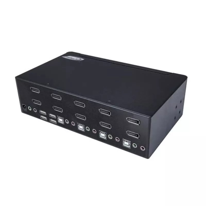 StarTech.com 4-Port Dual DisplayPort KVM Switch - 4K 60Hz, 3840 x 2160 pikseļi, 4K Ultra HD, Rack mounting, 18 W, 2U, Melns