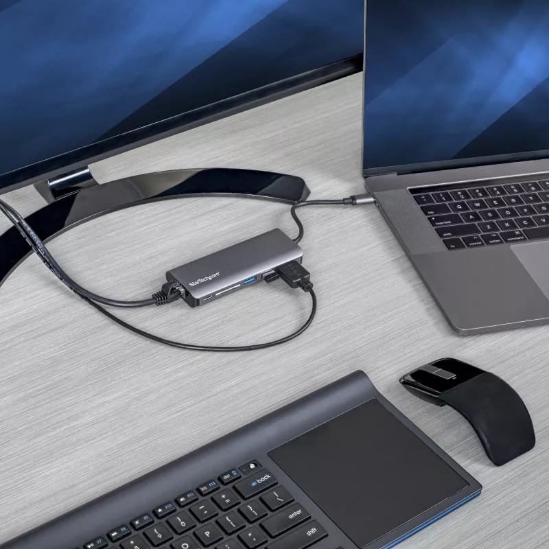 StarTech.com USB-C universālais adapteris - USB-C ceļojumu dokstacija ar 4K HDMI, 3x USB 3.0 centrmezglu, SD/SDHC, GbE, 60 W PD 3.0 caurlaidību - USB Type-C/Thunderbolt 3 - aizstāj DKT30CSDHPD