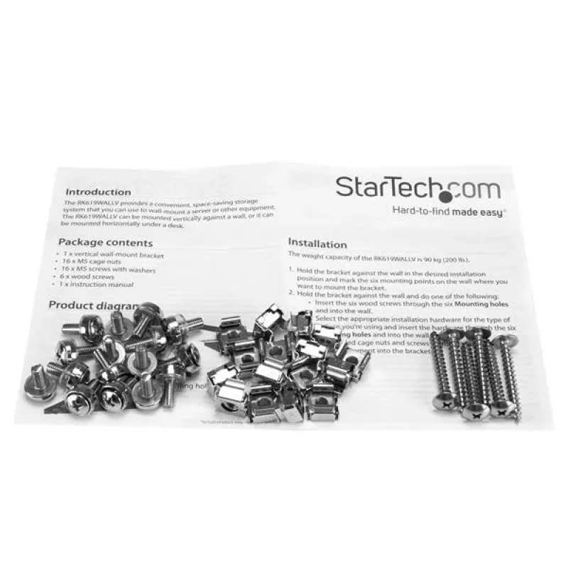 StarTech.com Vertikāli pie sienas stiprināms serveru statīvs - Masīvs tērauds - 6U