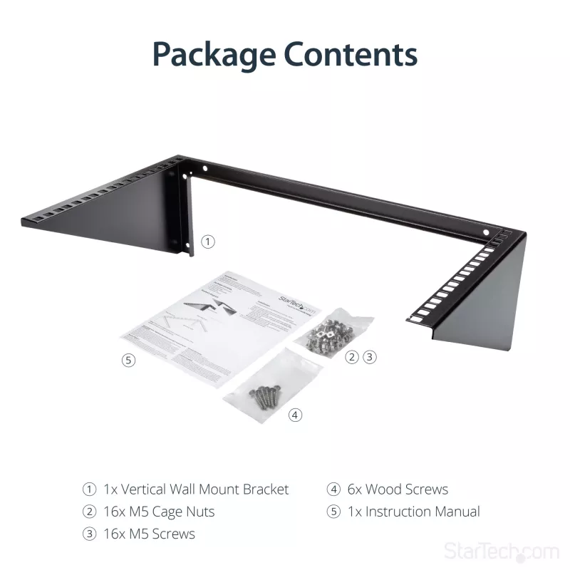 StarTech.com Vertikāli pie sienas stiprināms serveru statīvs - Masīvs tērauds - 6U