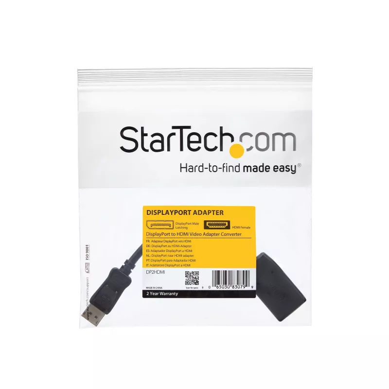 StarTech.com DisplayPort uz HDMI adapteris – DP uz HDMI adapteris/video pārveidotājs – 1080p – VESA sertificēts – DP uz HDMI monitors/displejs/projektors adaptera sargspraudnis – pasīvs – fiksējošs DP savienotājs