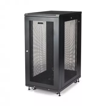 StarTech.com 4-stabu 24U serveru statīvs, bloķējams 19 collu datu statīvs datoru / AV / IT aprīkojumam, biroja / mājas tīkla statīvs ar riteņiem un regulējamām montāžas sliedēm