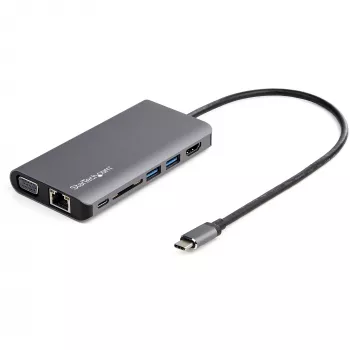 StarTech.com USB C daudzportu adapteris - USB-C Mini ceļojumu dokstacija ar 4K HDMI vai 1080p VGA - 3x USB 3.0 centrmezgls, SD, GbE, audio, 100 W PD caurlaide - pārnēsājama dokstacija klēpjdatoram/planšetdatoram