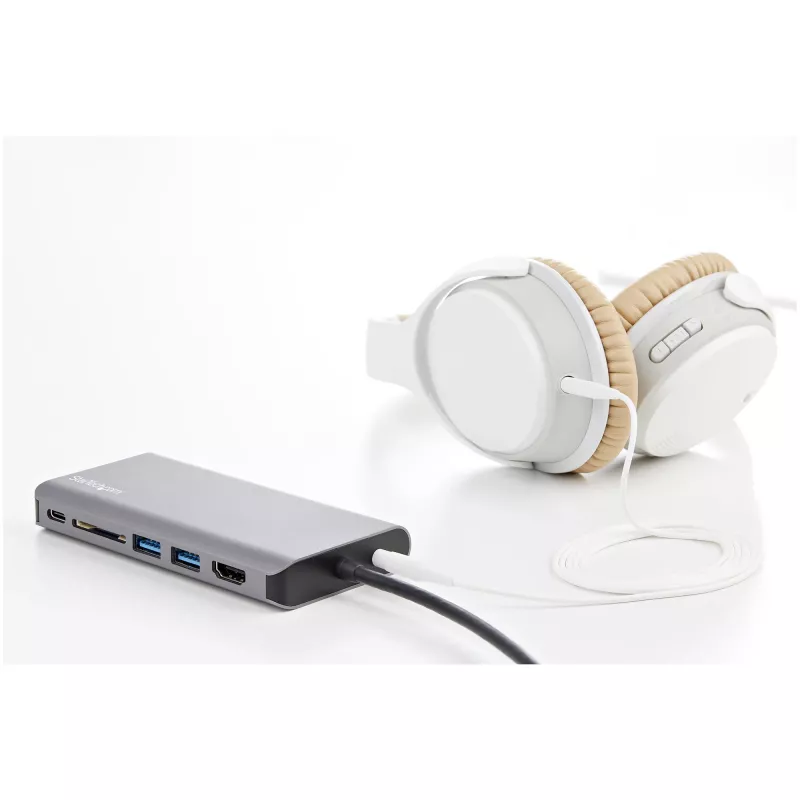 StarTech.com USB C daudzportu adapteris - USB-C Mini ceļojumu dokstacija ar 4K HDMI vai 1080p VGA - 3x USB 3.0 centrmezgls, SD, GbE, audio, 100 W PD caurlaide - pārnēsājama dokstacija klēpjdatoram/planšetdatoram