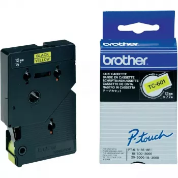 Marķēšanas lente Brother TC601 12 mm melns uz dzeltena
