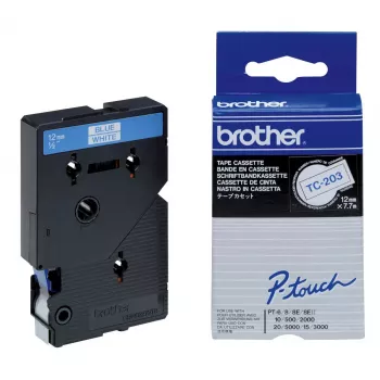 Marķēšanas lente 12mm Brother TC203 zila uz balta