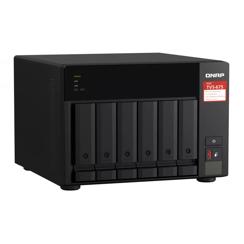 QNAP TVS-675 NAS Tornis ZhaoXin KaiXian KX-6000 KX-U6580 8 GB DDR4 0 TB QuTS hero Melns