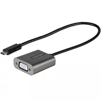 StarTech.com USB-C uz VGA adapteris - 1080p USB Type-C uz VGA adaptera sargspraudnis - USB-C (DP Alt Mode) uz VGA monitora/displeja video pārveidotājs - Thunderbolt 3 saderīgs - 12 collu garš pievienots kabelis - Uzlabotā CDP2VGA versija