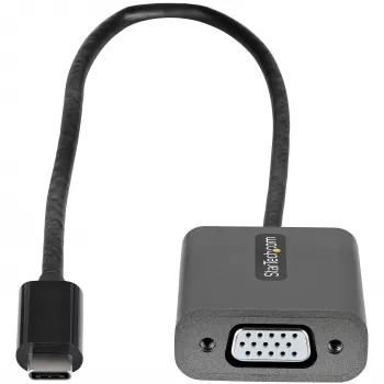 StarTech.com USB-C uz VGA adapteris - 1080p USB Type-C uz VGA adaptera sargspraudnis - USB-C (DP Alt Mode) uz VGA monitora/displeja video pārveidotājs - Thunderbolt 3 saderīgs - 12 collu garš pievienots kabelis - Uzlabotā CDP2VGA versija