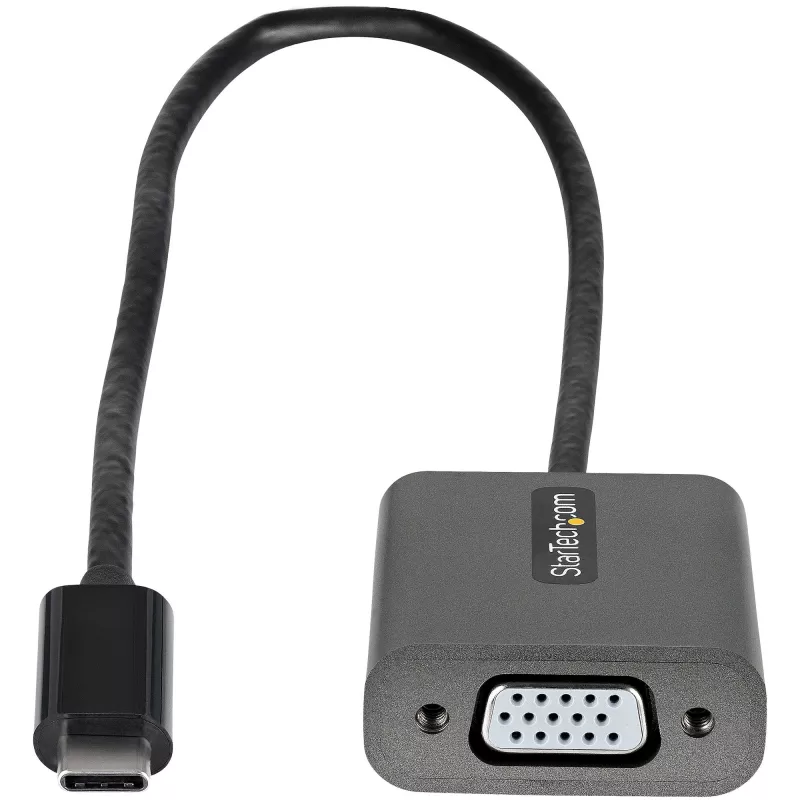 StarTech.com USB-C uz VGA adapteris - 1080p USB Type-C uz VGA adaptera sargspraudnis - USB-C (DP Alt Mode) uz VGA monitora/displeja video pārveidotājs - Thunderbolt 3 saderīgs - 12 collu garš pievienots kabelis - Uzlabotā CDP2VGA versija