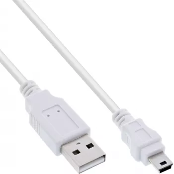InLine USB 2.0 Mini kabelis, Type A spraudnis / mini-B spraudnis (5 kontakti), balts, 0,5 m