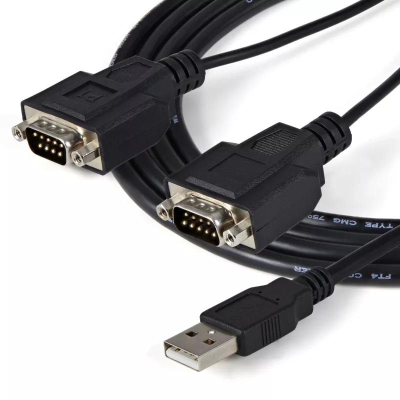 StarTech.com 6 pēdu (1,8 m) 2 portu FTDI USB uz seriālo RS232 adaptera kabelis ar COM saglabāšanu, USB uz RS232 adapteris - TAA