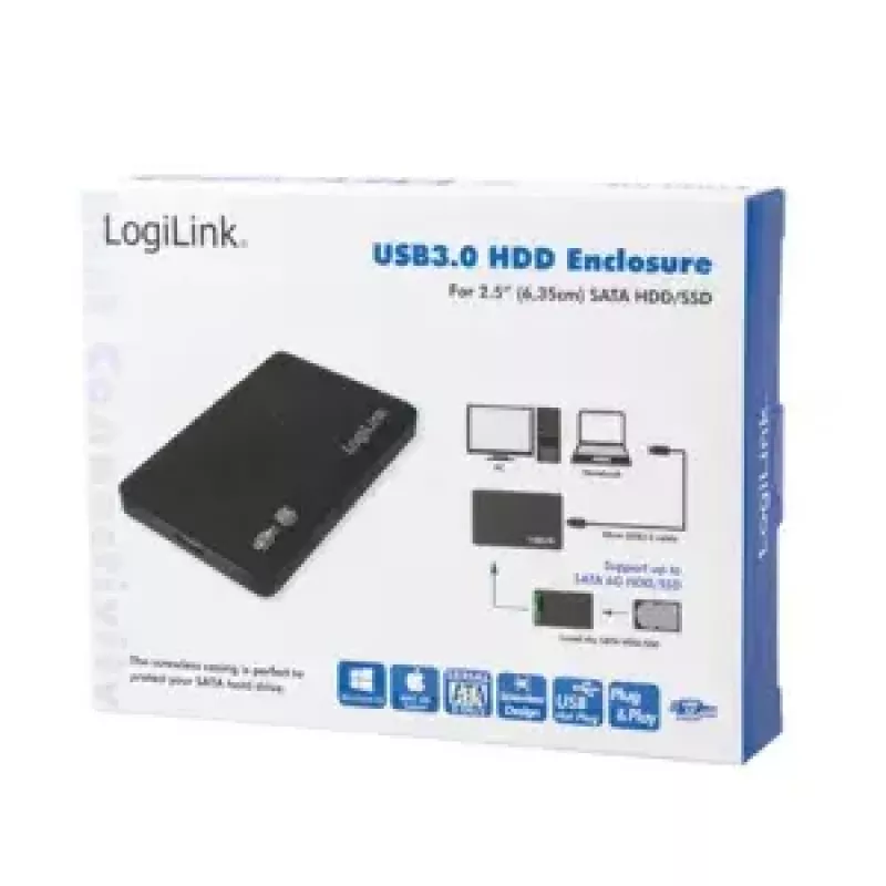 HDD korpuss LogiLink UA0256 melns 2,5 collu