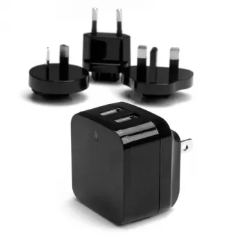 StarTech.com divportu USB sienas lādētājs - starptautiskiem ceļojumiem - 17W/3,4A - melns