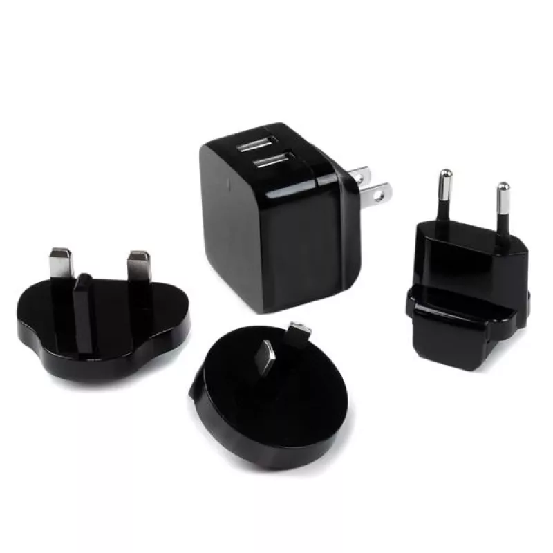 StarTech.com divportu USB sienas lādētājs - starptautiskiem ceļojumiem - 17W/3,4A - melns
