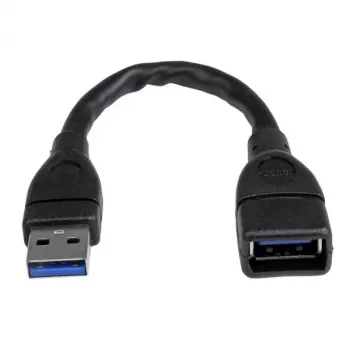 StarTech.com USB 3.0 A–A pagarinātāja kabelis — 6 collas, melns, 0,152 m, USB A, USB A, USB 3.2 Gen 1 (3.1 Gen 1), 5 Gbit/s, Melns
