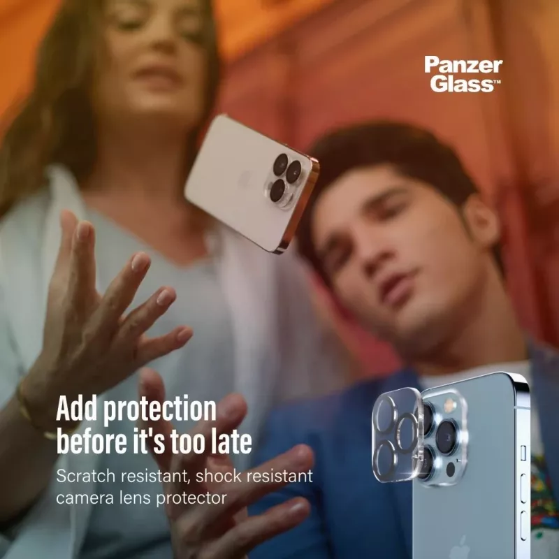 Kameras objektīva aizsargs PanzerGlass Apple iPhone 13 / 13 Mini — rūdīts stikls, izturīgs pret skrāpējumiem un triecieniem, caurspīdīgs