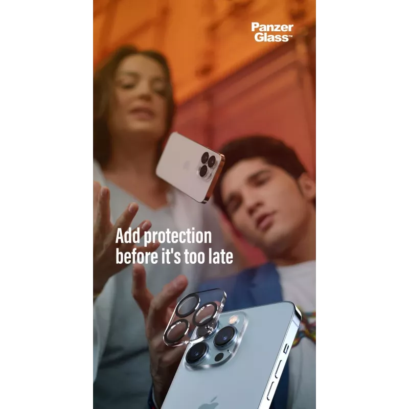Kameras objektīva aizsargs PanzerGlass Apple iPhone 13 / 13 Mini — rūdīts stikls, izturīgs pret skrāpējumiem un triecieniem, caurspīdīgs