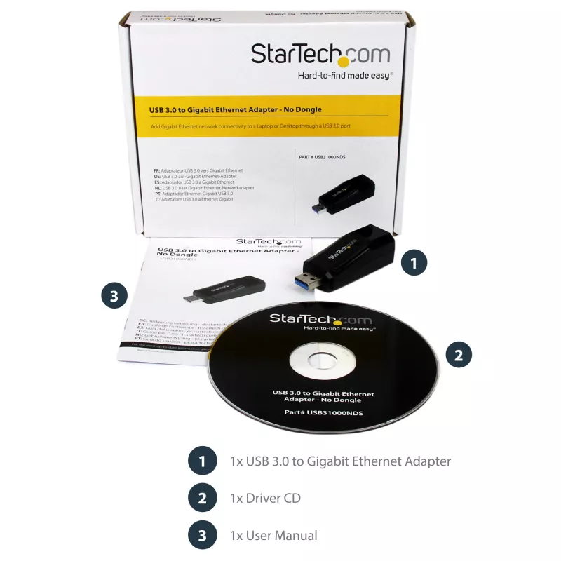 StarTech.com USB 3.0 uz Gigabit Ethernet NIC tīkla adapteris – 10/100/1000 Mbps