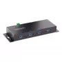 StarTech.com 4 portu industriālais USB 3.0 5 Gbps centrmezgls, izturīgs USB centrmezgls ar ESD aizsardzību, DIN/sienas/galda stiprināms USB-A centrmezgls, USB paplašinātājs ar bloķējamiem portiem, lieljaudas – TAA
