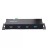StarTech.com 4 portu industriālais USB 3.0 5 Gbps centrmezgls, izturīgs USB centrmezgls ar ESD aizsardzību, DIN/sienas/galda stiprināms USB-A centrmezgls, USB paplašinātājs ar bloķējamiem portiem, lieljaudas – TAA