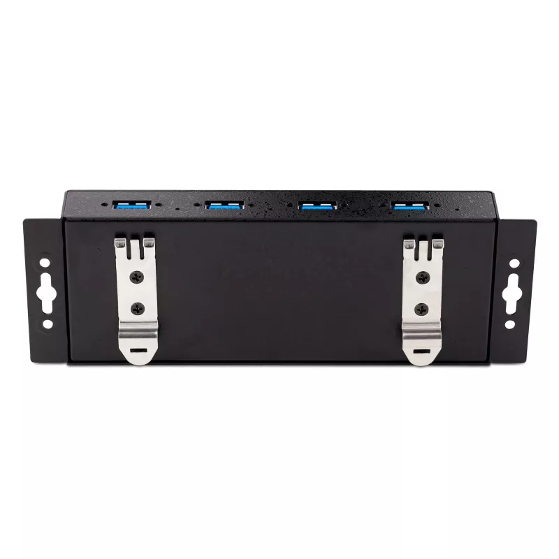 StarTech.com 4 portu industriālais USB 3.0 5 Gbps centrmezgls, izturīgs USB centrmezgls ar ESD aizsardzību, DIN/sienas/galda stiprināms USB-A centrmezgls, USB paplašinātājs ar bloķējamiem portiem, lieljaudas – TAA