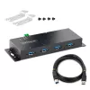 StarTech.com 4 portu industriālais USB 3.0 5 Gbps centrmezgls, izturīgs USB centrmezgls ar ESD aizsardzību, DIN/sienas/galda stiprināms USB-A centrmezgls, USB paplašinātājs ar bloķējamiem portiem, lieljaudas – TAA
