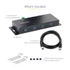 StarTech.com 4 portu industriālais USB 3.0 5 Gbps centrmezgls, izturīgs USB centrmezgls ar ESD aizsardzību, DIN/sienas/galda stiprināms USB-A centrmezgls, USB paplašinātājs ar bloķējamiem portiem, lieljaudas – TAA