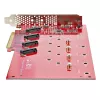 StarTech.com Četrvietīgs M.2 PCIe adaptera karte, PCIe x16 uz četriem NVMe vai AHCI M.2 SSD, PCI Express 4.0, 7,8 GBps/disks, nepieciešama bifurkācija, saderīga ar Windows/Linux